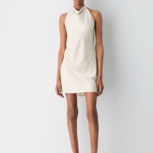 Aritzia Satin White Halter Dress